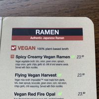 Vegan ramen options   at JINYA Ramen Bar in Vancouver