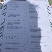 Vegan menu (with shadow!!)  at Vesuvio in Bournemouth