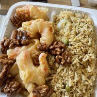 Fried rice, walnut shrimp   at Pots N Woks in Whittier