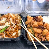 Walnut Shrimp & Chicken Chow Mein at Pots N Woks in Whittier