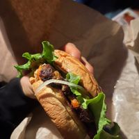 Side view of veggie burger  at Dick Mondell's in Gainesville