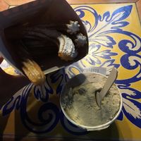 Classic churros and pistachio icecream 😍 at Soy Churro in Santiago