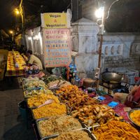 Vegan food buffet at night market at Hmong Night Market in Luang Prabang