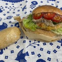 Chickpea croquette sandwich and cookie sandwich with coconut jam and rum raisin filling    at Pain de BRUN in Tokyo