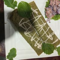 Spinach crepes with basil pesto at Vegan Casa in Patnem
