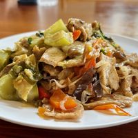 Buffet, rice w/ 3 toppings (45 THB)  at Chew Xin Jai in Pai