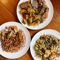 Buffet, rice w/ 3 toppings (45 THB)  at Chew Xin Jai in Pai