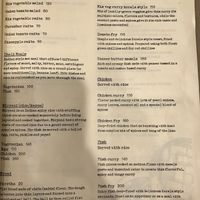 Lunch menu with vegan options at True Thomas in Varkala