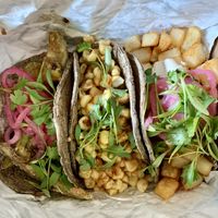 Avocado, Corn and Crispy Potato tacos at Nixtaco in Roseville