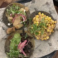 Avocado explosion, mushroom, and corn tacos.   at Nixtaco in Roseville