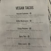 Vegan menu   at Nixtaco in Roseville