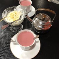 Traditional Afghan chai tea with Milk pudding dessert  at Pamir Diner in Delta