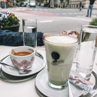 Vegan Matcha Latte at Cafe Fingerlos in Salzburg