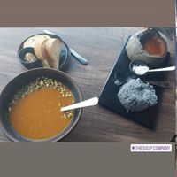 Mine (vegan) and my dad's on the right (non vegan) at The Soup Company in Vik