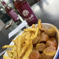 Vegane Currywurst mit Pommes 🍟   at Herman ze German in Loerrach