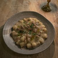 Gnocchi with salsify sauce and truffle at The Meets Restaurant in Amsterdam