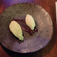 Matcha and white chocolate cream with miso-caramel at The Meets Restaurant in Amsterdam