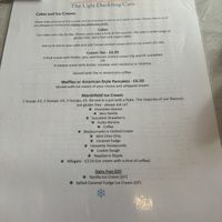 Cakes and ice cream menu   at The Ugly Duckling Cafe in Shaftesbury