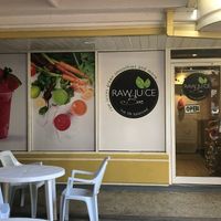 Outside of the store (not visible from road) at Raw Juice Bar in Bridgetown