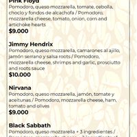 Pizza menu (Dec 2021) at Roots in San Pedro De Atacama