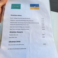 Ukrainian menu at Chiche in Luxembourg City