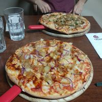 Mushroom pizza, Pineapple pizza at Caldo Gourmet Pizza Bar in Beer Sheva