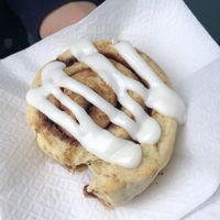 Vegan cinnamon bun on weekends at Lakeview on 90th in Calgary