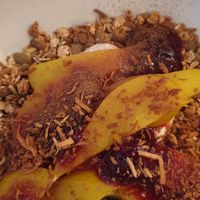 Seeded birther museli with extra fruit at Feedback Cafe in Yarraville