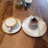 Vegan coffee and chi seeds pouding at Organic Kitchen in Casablanca