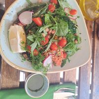Veggie bowl with brown rice and mint sauce- tastier than my description! at Organic Kitchen in Casablanca