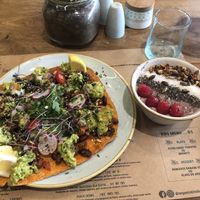 Nachos and Açai bowl  at Organic Kitchen in Casablanca