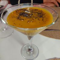 Dessert / creamed mango at Restaurante Amaltea in Cordoba