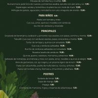 Carta vegana at Restaurante Amaltea in Cordoba