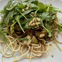 Pasta with artichokes and pine nuts  at Restaurante Amaltea in Cordoba
