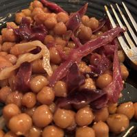 Chickpea, black garlic and kimchy   at Restaurante Amaltea in Cordoba