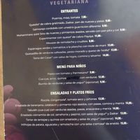 Carta vegeta at Restaurante Amaltea in Cordoba
