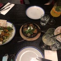 vegan shawarma, vegan shakshuka, vegan drinks, vegan amouse-bouche ~  at Grand Café Lochergut in Zurich