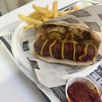 Beyond meat hotdoggs  at Falafel Street in Valletta
