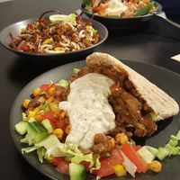 Had a delicious lunch here the other day! In this photo: pita with mushroom gyros, Asian noodle bowl and the spinach-avocado bowl. Highly recommend this place! The people are frien at Plantastic's Streetfood Kitchen in Rotterdam