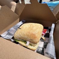 Pesto/mozz sando  at Root in Newport