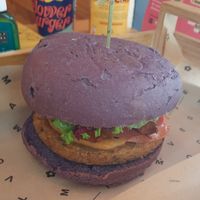 Purple hummus burger at Flower Burger in Bari
