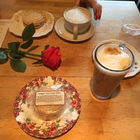 Vegan Viennese Whirls & coffee with soy milk at Bake180 in Tamworth