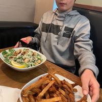 Caesar salad and fries for the picky child.  at Nateure's Plate in Peterborough