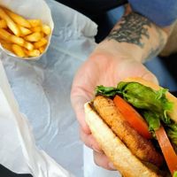 Chik'n sandwich and fries at Gentle Grill in Temecula