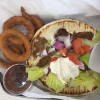 Gyro with onion rings at Gentle Grill in Temecula