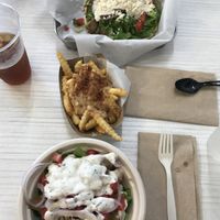 Gyro, poutine fries and gyro salad at Gentle Grill in Temecula