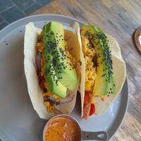 Breakfast tacos with piri piri sauce. Soooooo yummy! at Nourish in Hoi An