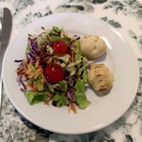 Salad with mini savoury pastries at Donna Veggie in Guimaraes