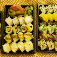 Dumplings and sushi at Legumi Sushi Vegan in Lisbon