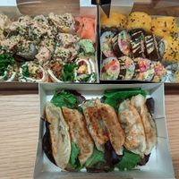 Sushi and gyosas at Legumi Sushi Vegan in Lisbon